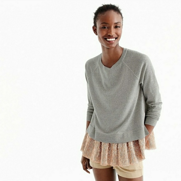 J. Crew Sweaters - J.CREW SWEATER FRINGE PEPLUM GRAY GOLD SIZE XS.